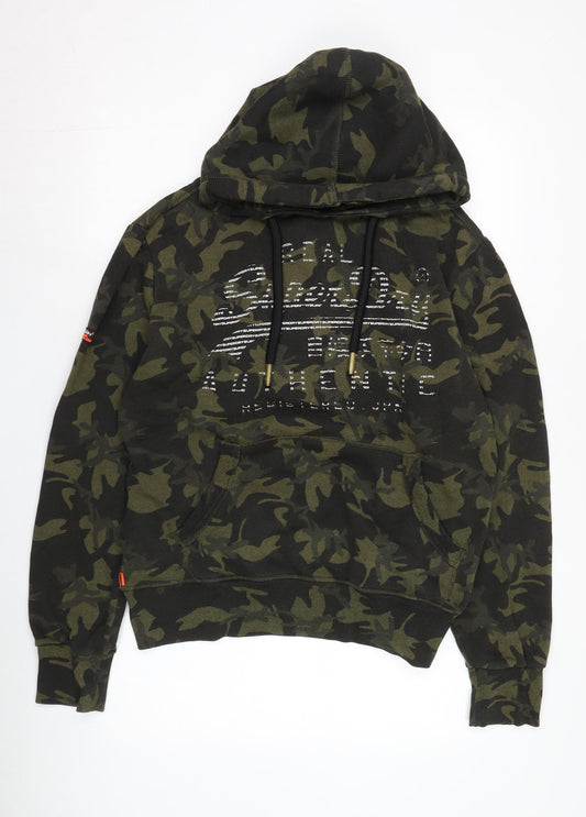 Superdry Men's Green Camouflage Pullover Hoodie Size M