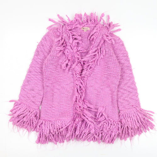 Monsoon Girls Pink Fringed Cardigan 4-6 Years Wool