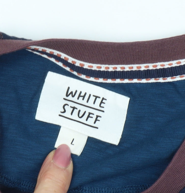 White Stuff Men's Blue Long Sleeve T-Shirt, Size L