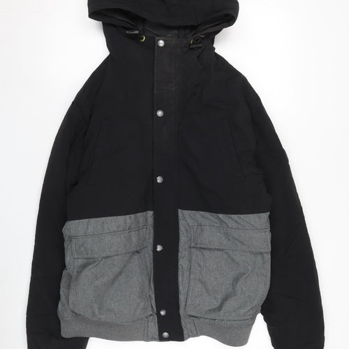SoulCal & Co Men's Black Puffer Jacket L Hooded Winter