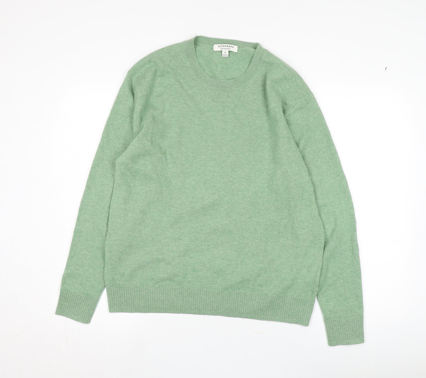 Marks and Spencer Women's Green Cashmere Pullover Size 14