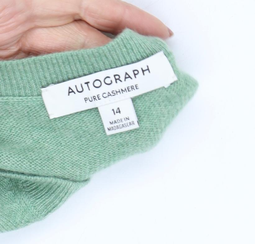Marks and Spencer Women's Green Cashmere Pullover Size 14