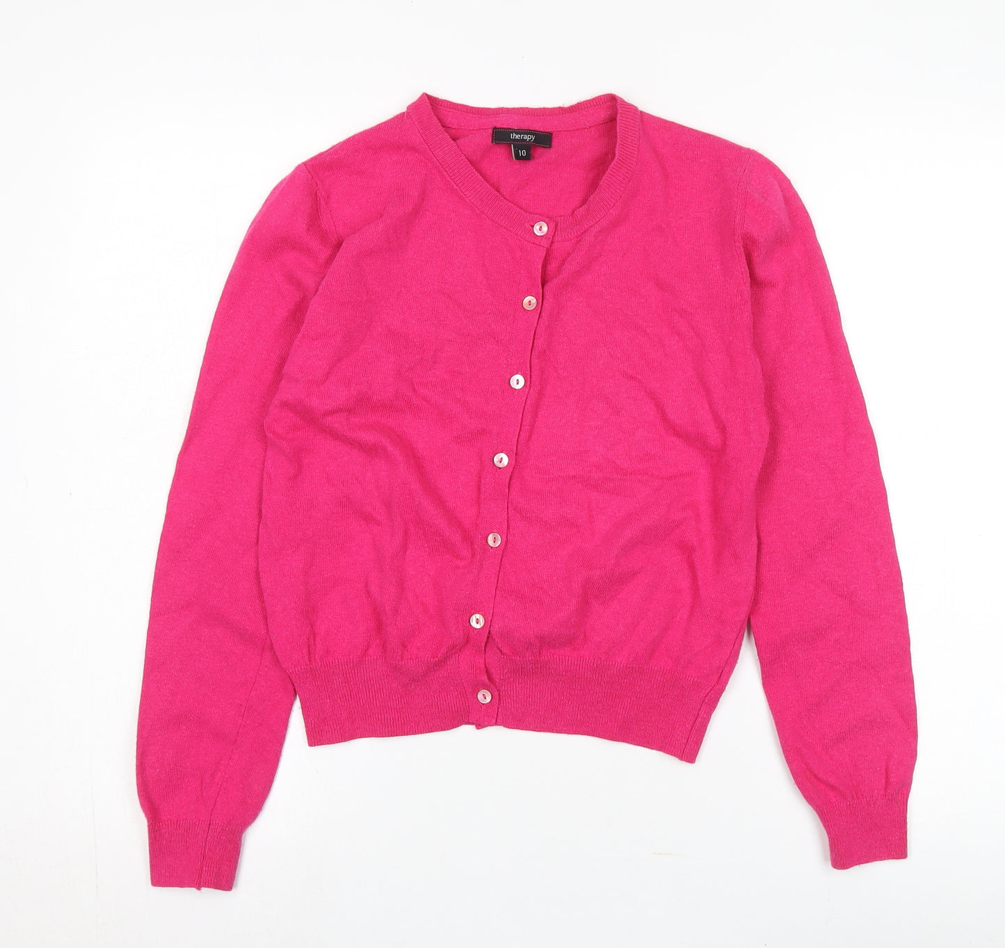 Therapy Women's Pink Cardigan Size 10 Crew Neck