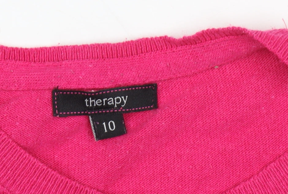 Therapy Women's Pink Cardigan Size 10 Crew Neck