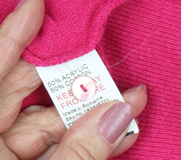 Therapy Women's Pink Cardigan Size 10 Crew Neck
