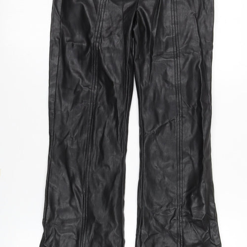 Topshop Women's Black Faux Leather Trousers, Size 4