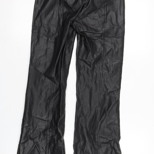 Topshop Women's Black Faux Leather Trousers, Size 4