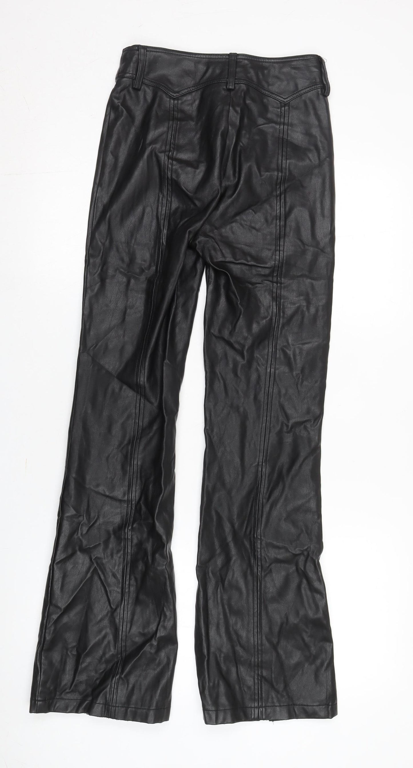 Topshop Women's Black Faux Leather Trousers, Size 4