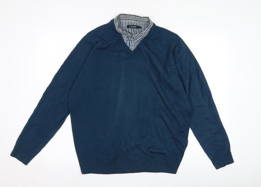 James Pringle Men's Blue Medium Cotton Pullover Jumper