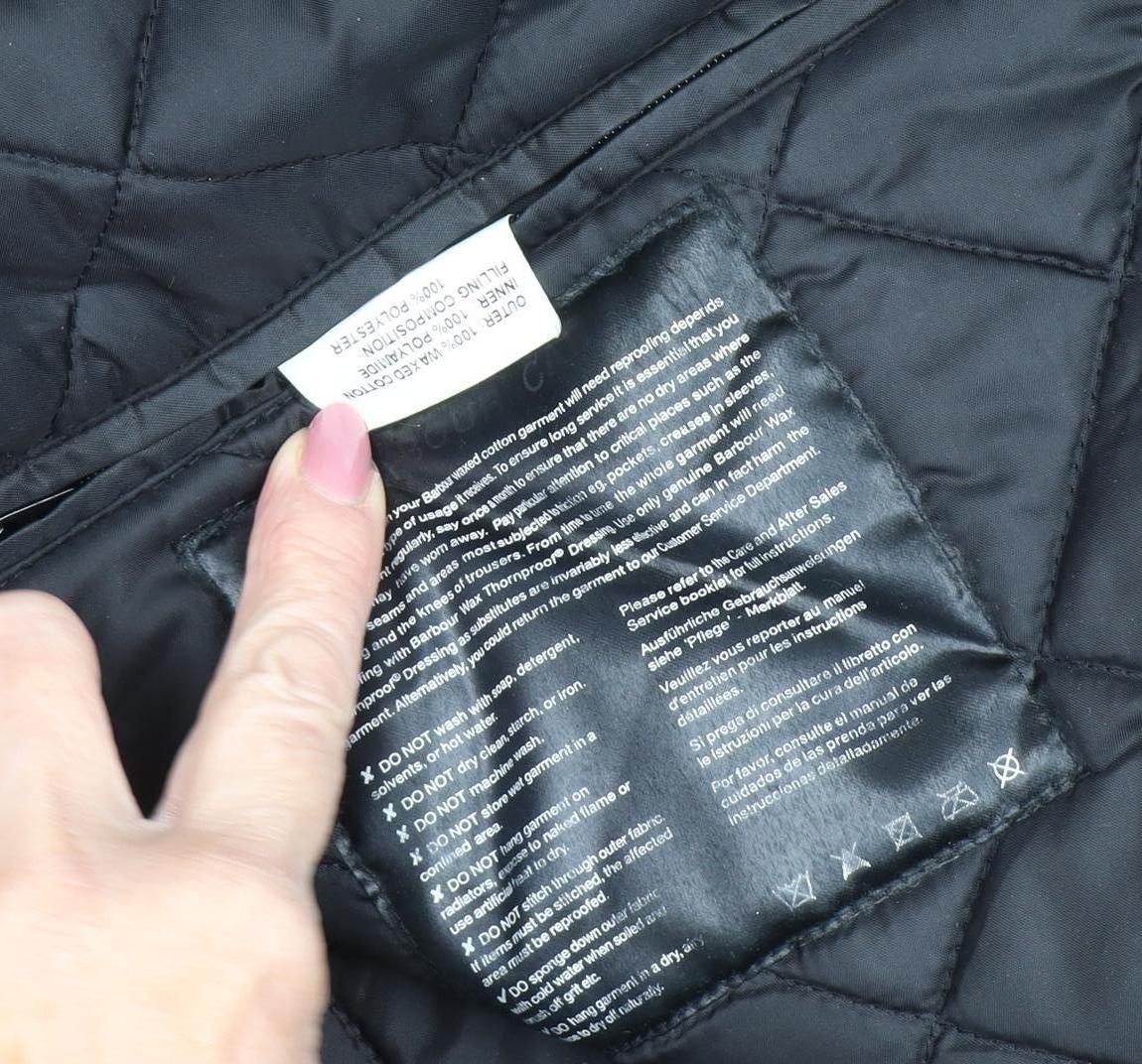 Barbour Men's Black Hooded Waxed Parka Jacket - M