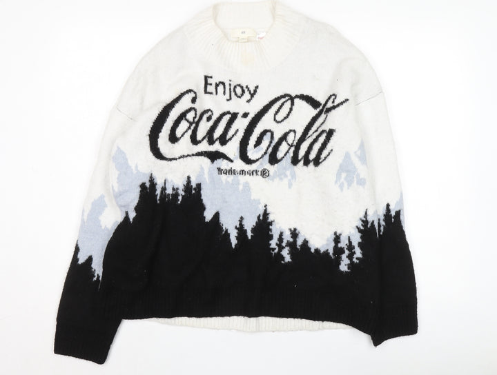 H&M Unisex Coca-Cola Graphic White Pullover S