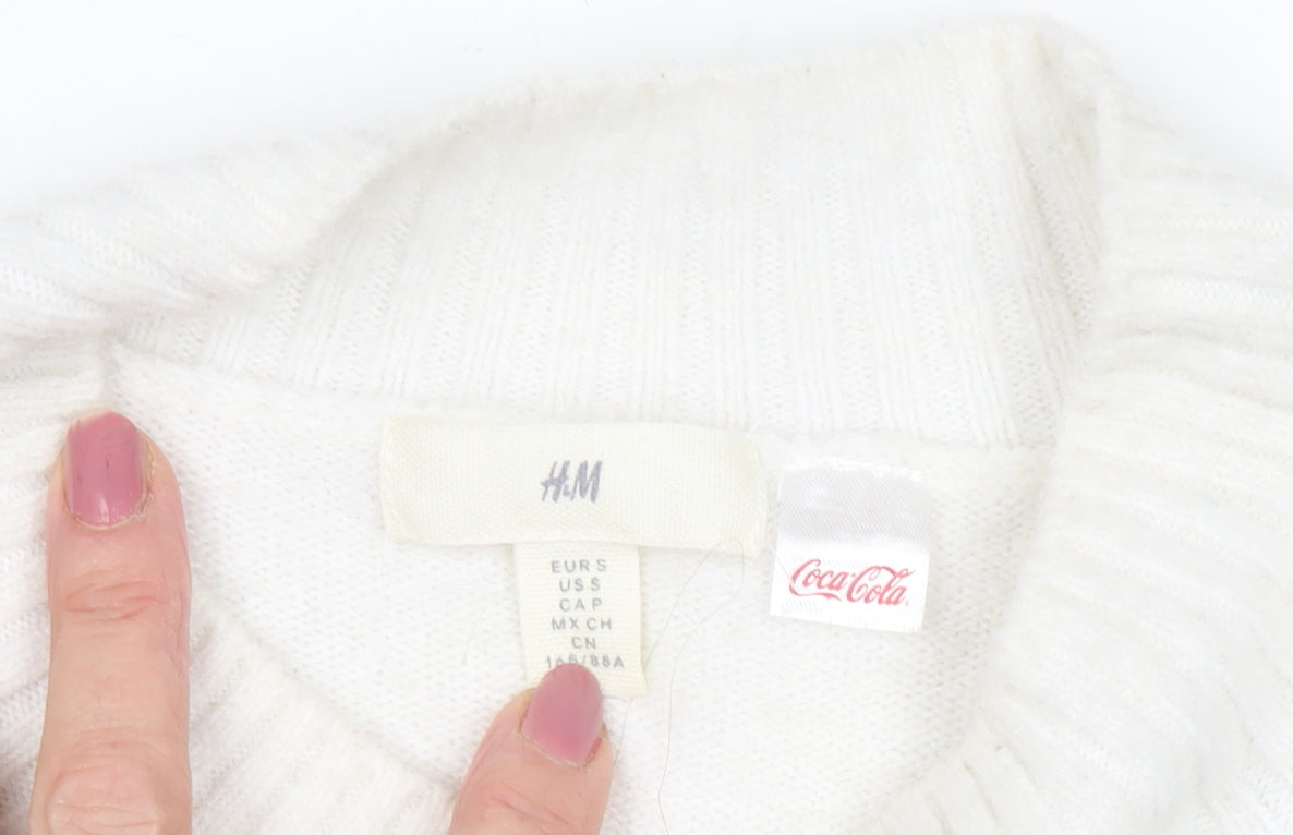 H&M Unisex Coca-Cola Graphic White Pullover S