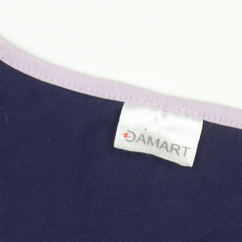 Damart Women's Blue Floral Nightshirt M V-Neck Cotton