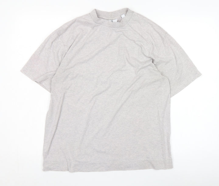 Collusion Unisex Grey Basic T-Shirt, Size S, Cotton Blend