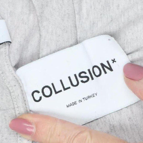 Collusion Unisex Grey Basic T-Shirt, Size S, Cotton Blend