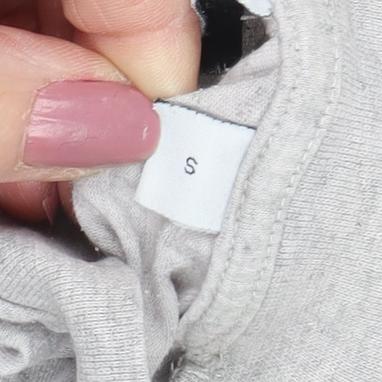 Collusion Unisex Grey Basic T-Shirt, Size S, Cotton Blend