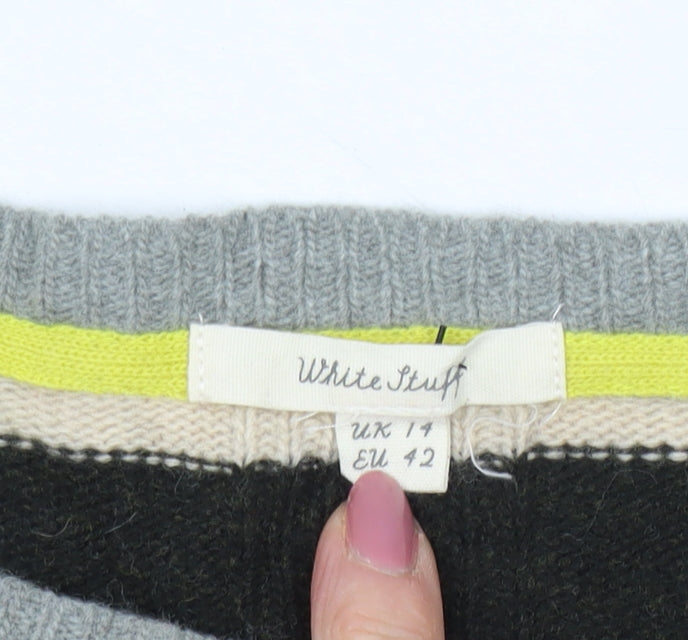 White Stuff Women's Multicolour Wool Pullover Size 14