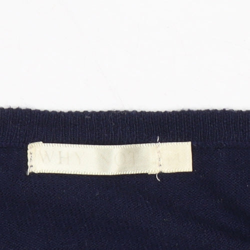 WHY NOT Women's Blue V-Neck Polka Dot Pullover Jumper Size M
