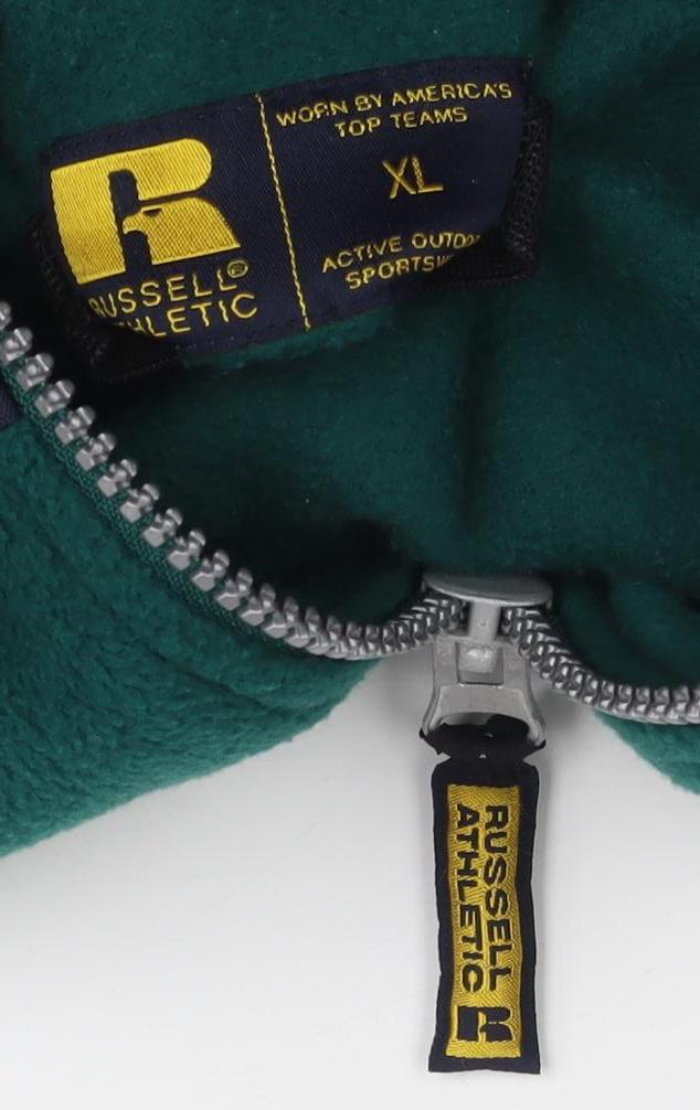 Russell Athletic Men's Green XL Full Zip Fleece Sweatshirt