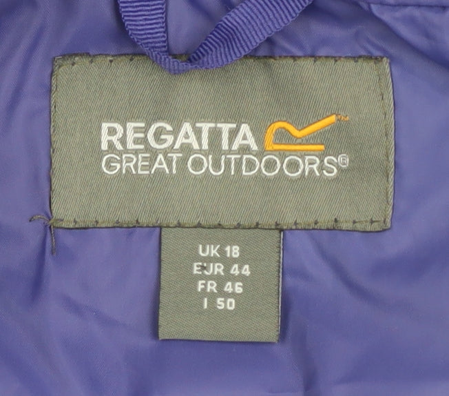 Regatta Women's Blue Hooded Rain Coat, Size 18