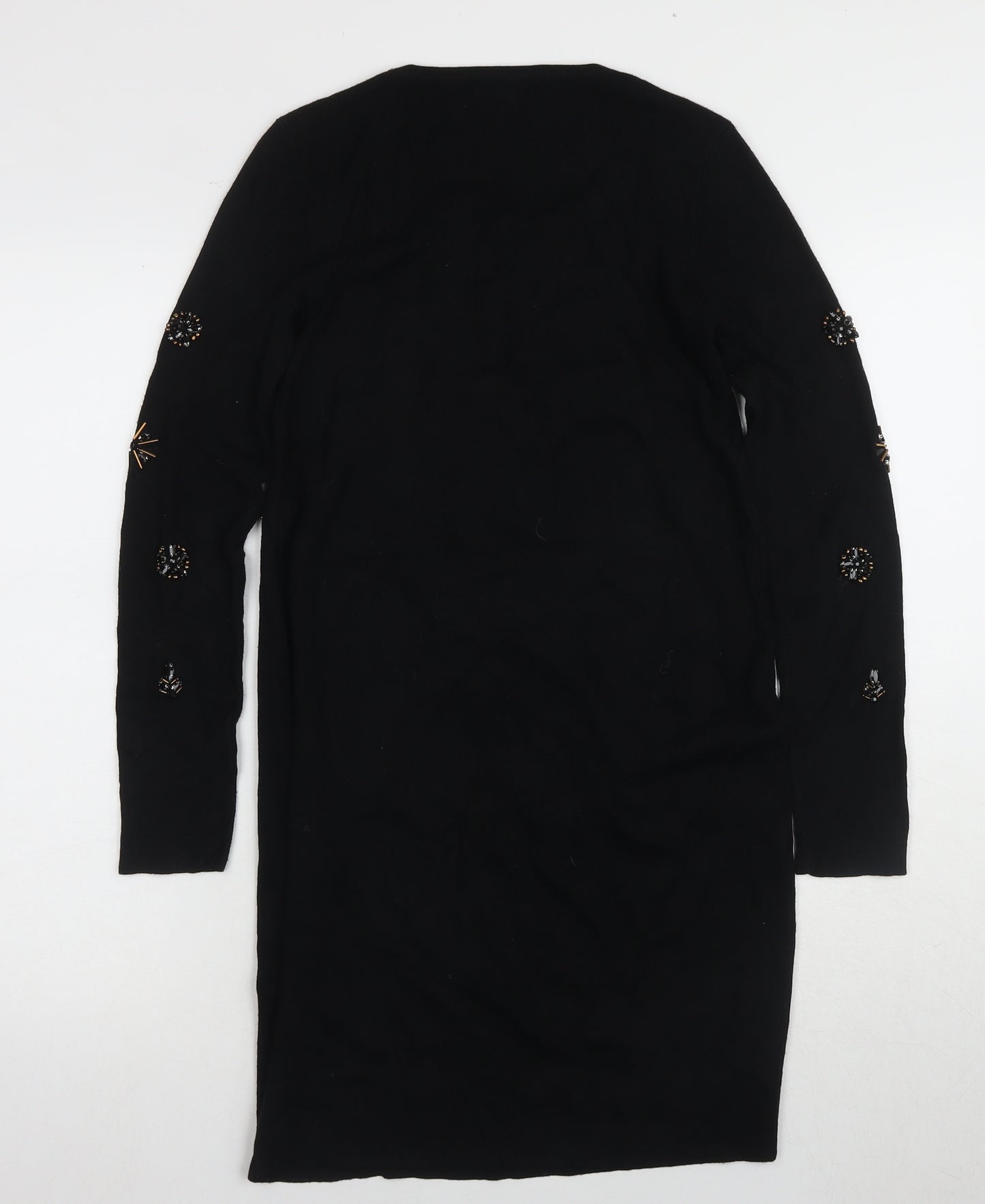 AMARYLLIS Women's Black Beaded Shift Dress XS