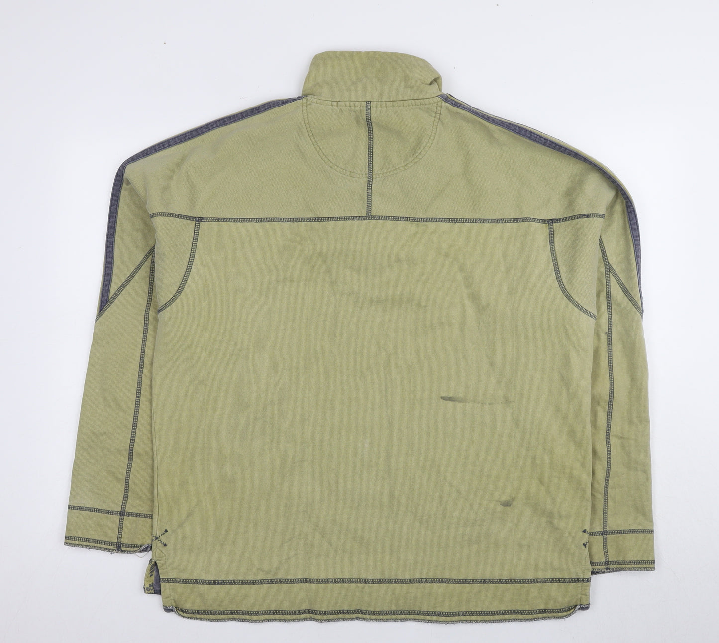 Fat Face Green Men's 1/4 Zip Sweatshirt, Logo Accent, Size L Regular Fit