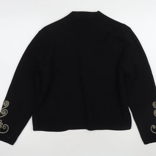 Jaeger Women's Black Embroidered Cardigan Medium