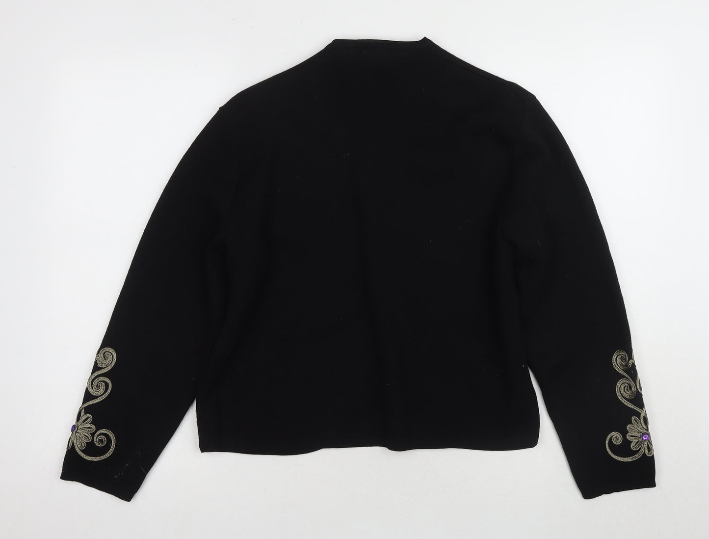 Jaeger Women's Black Embroidered Cardigan Medium