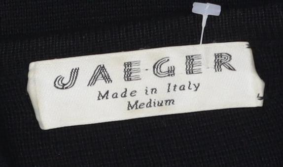 Jaeger Women's Black Embroidered Cardigan Medium