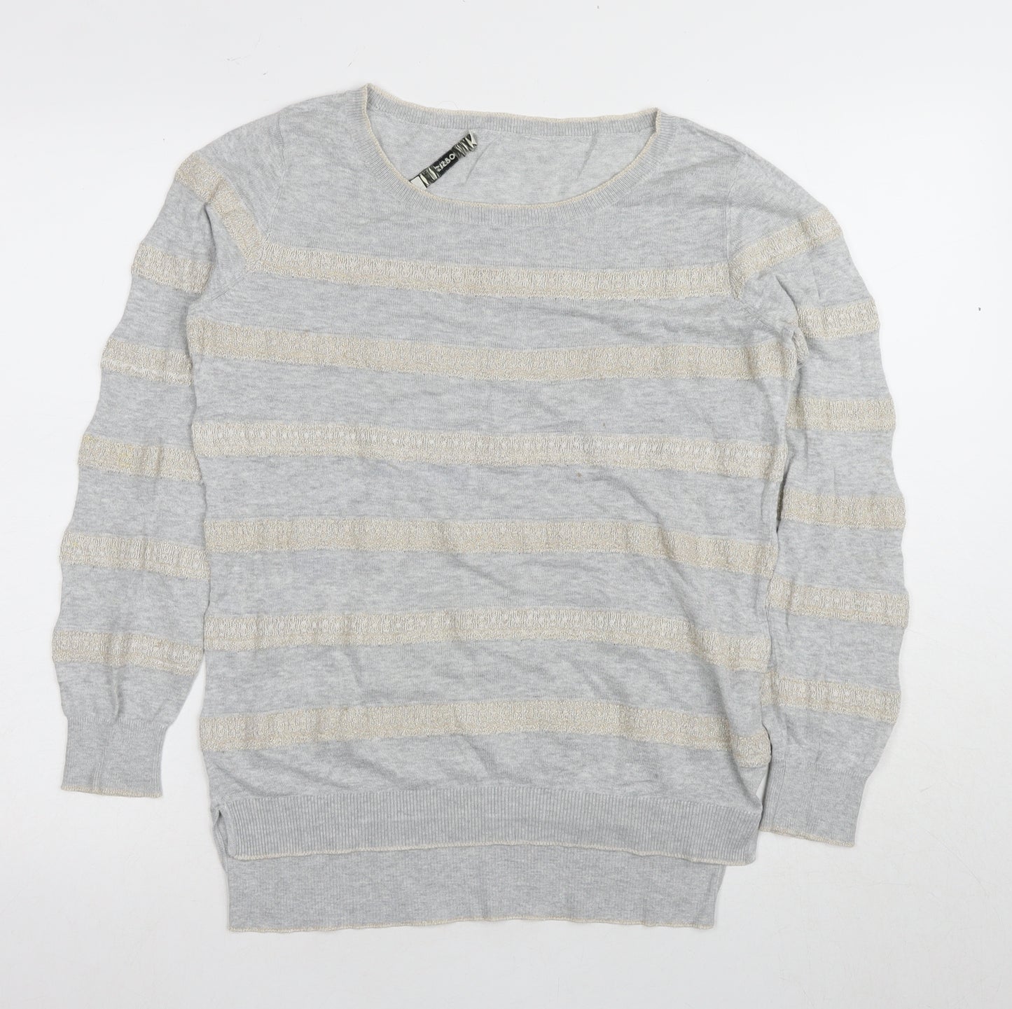 Oasis Women's Grey Stripe Pullover Jumper M
