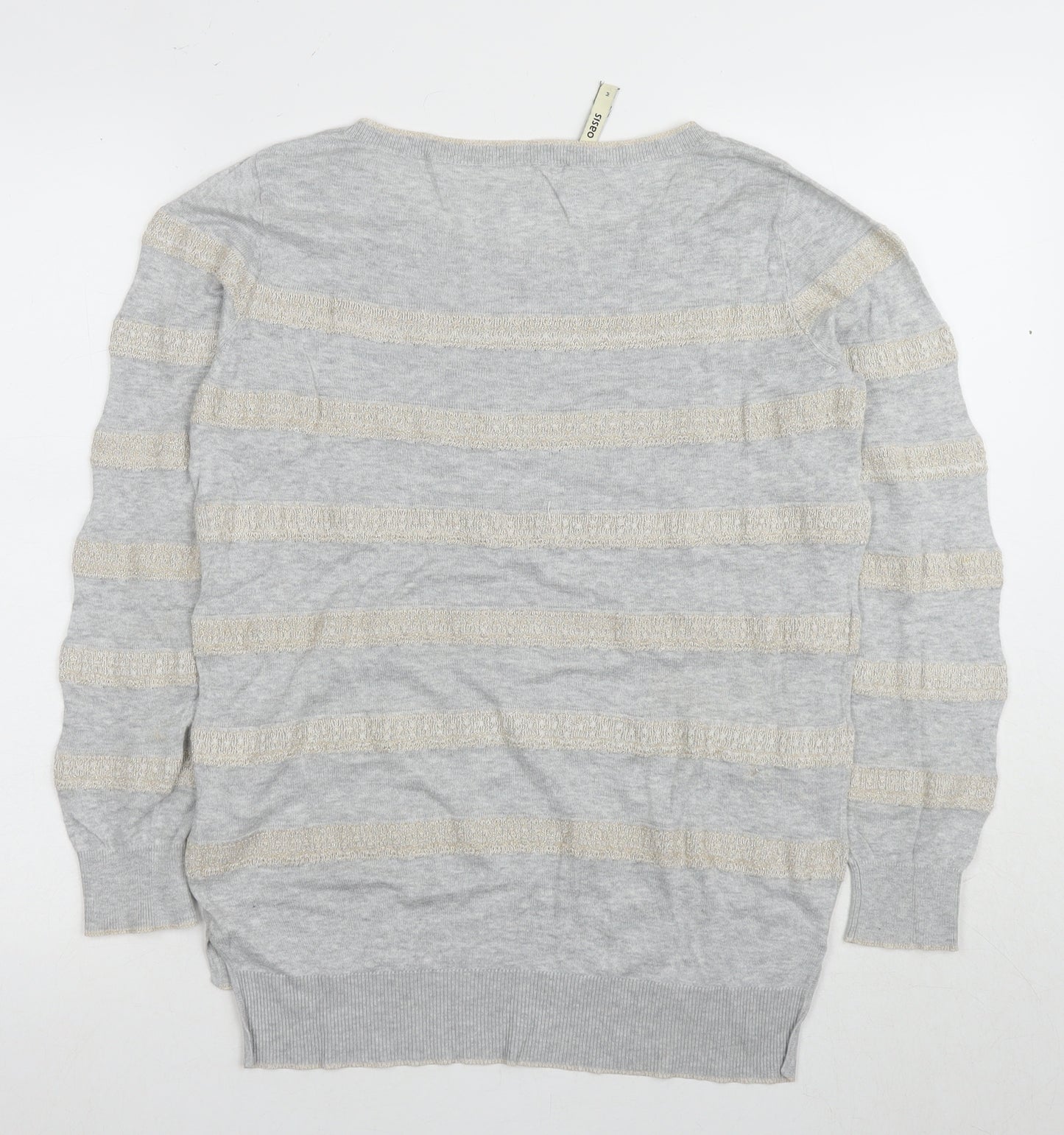 Oasis Women's Grey Stripe Pullover Jumper M