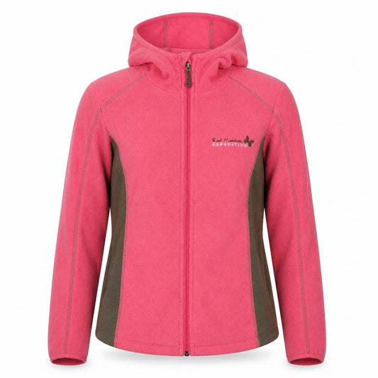 Front view of Grivel Women's Pink Hooded Fleece Jacket, size 10