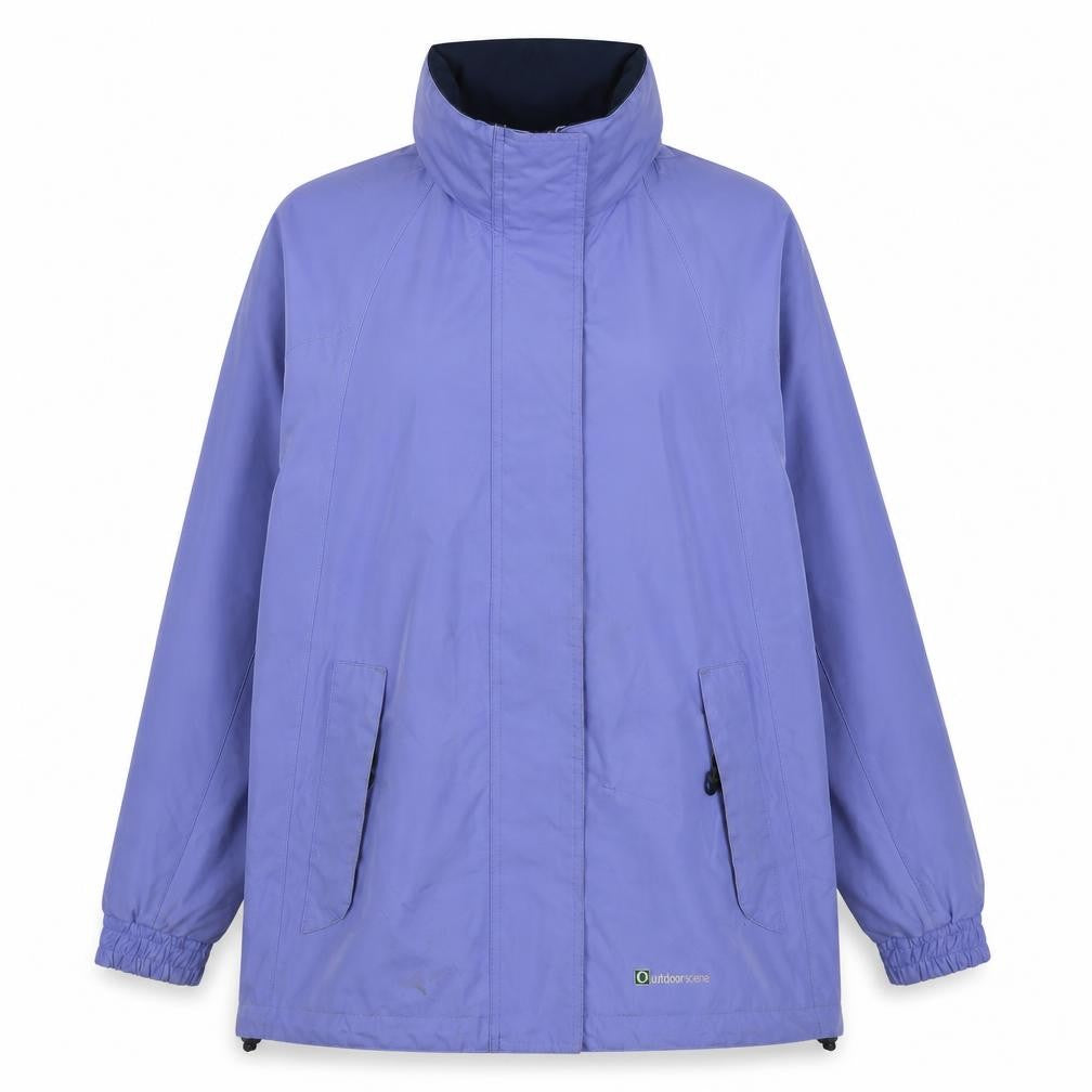 Front view of Outdoorscene Women's Purple Waterproof Jacket, size 12-14