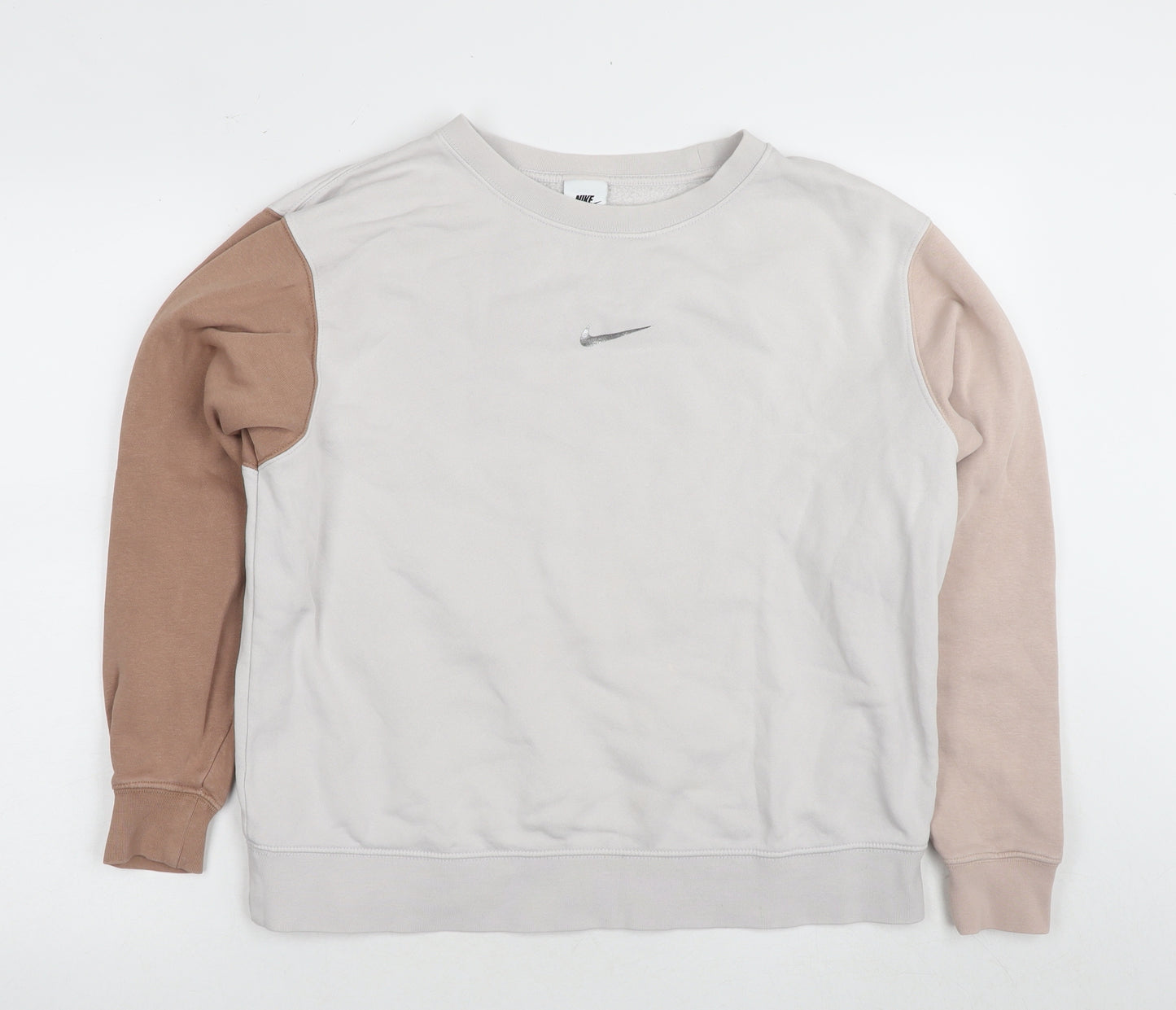 Nike Women's Beige M Colourblock Sweatshirt