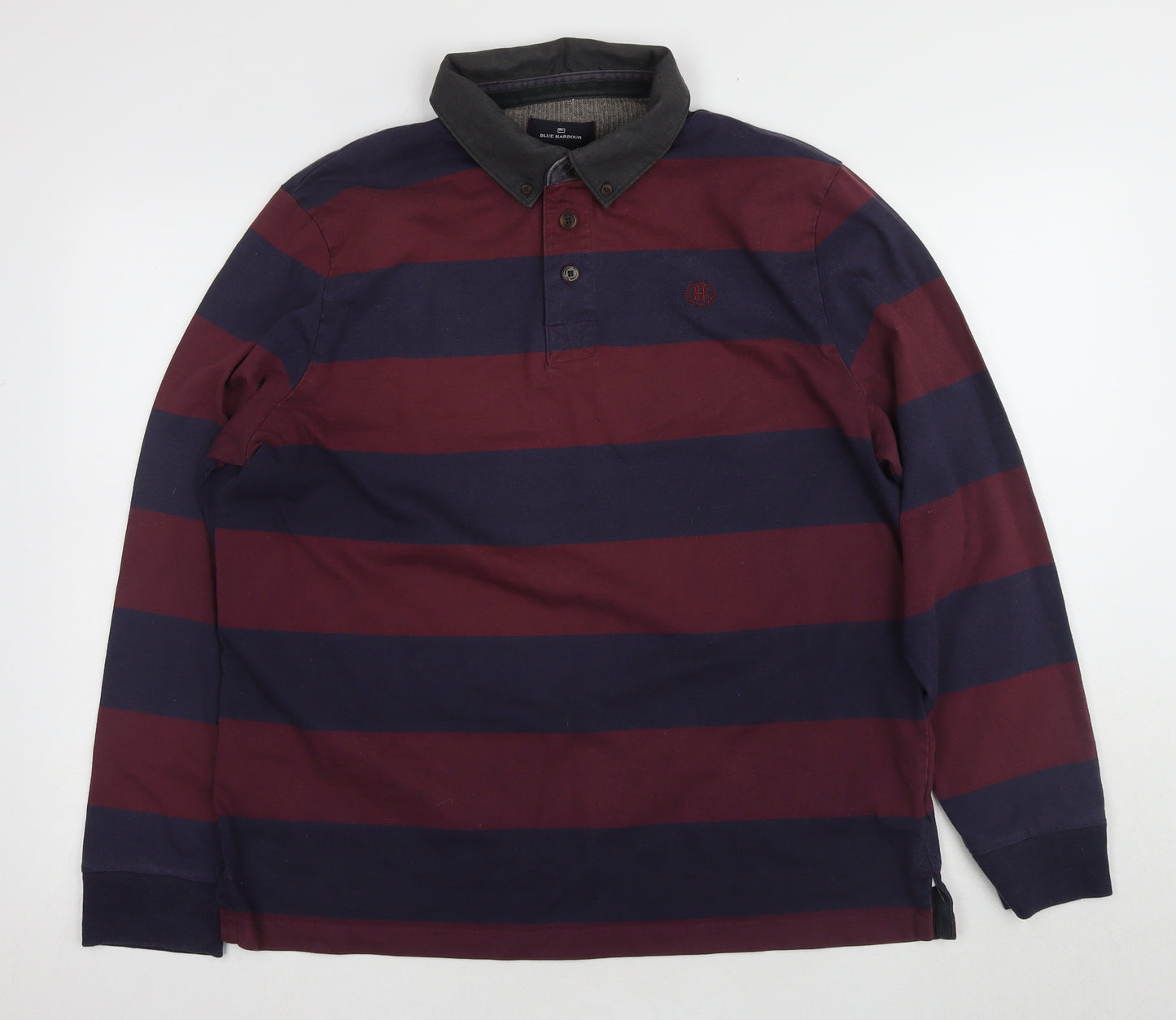 Blue Harbour Men's Multicoloured Striped Long Sleeve Polo L