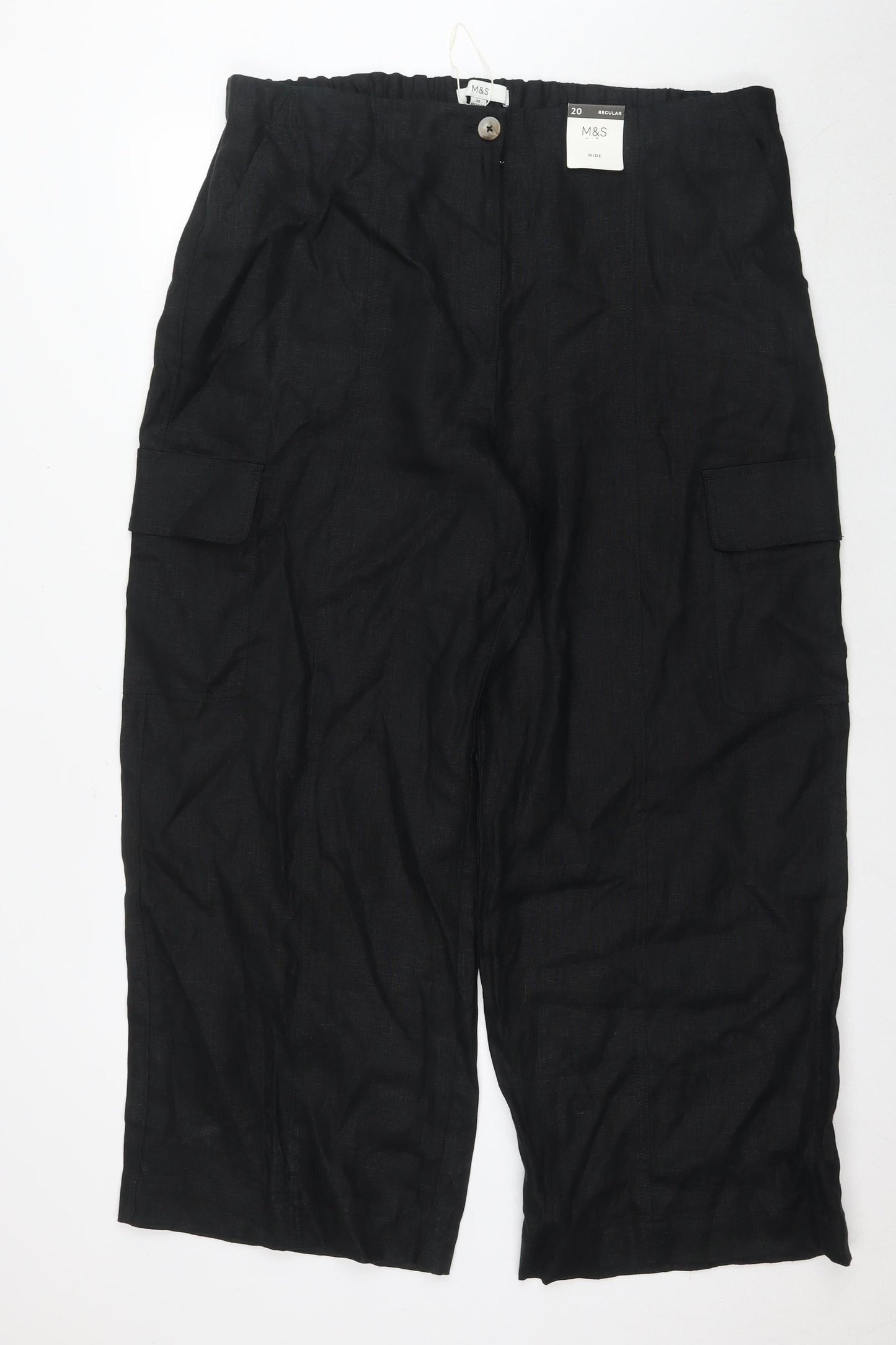 Marks and Spencer Women's Black Cargo Trousers - Size 20