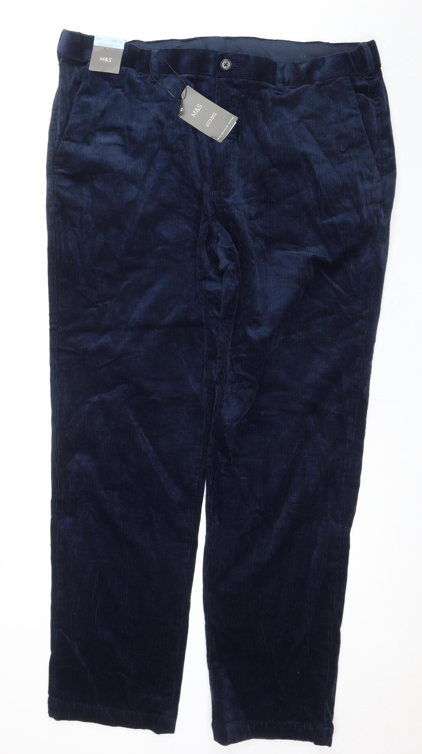 Marks and Spencer Men's Blue Corduroy Trousers 42