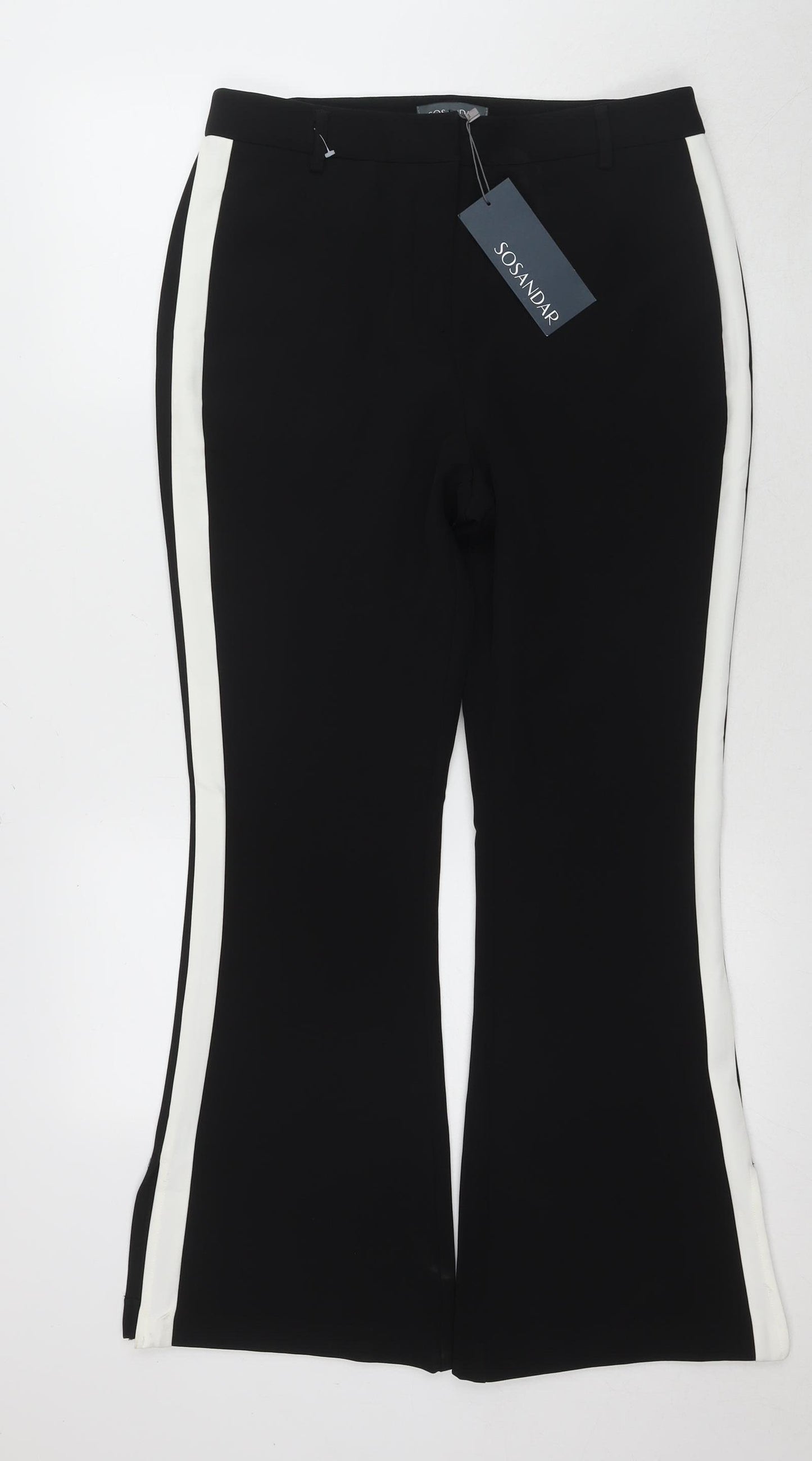SOSANDAR Women's Black Flared Trousers Size 12