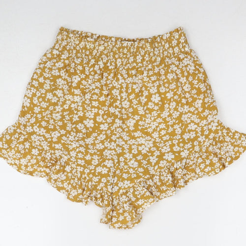 New Look Women's Yellow Floral Culotte Shorts Size 8