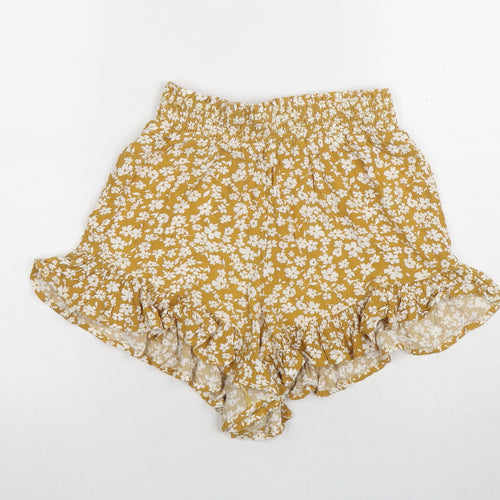 New Look Women's Yellow Floral Culotte Shorts Size 8