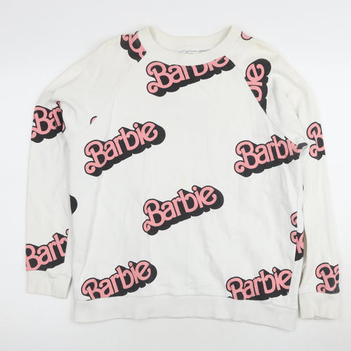 Zara Barbie Women's White Pullover Sweatshirt M