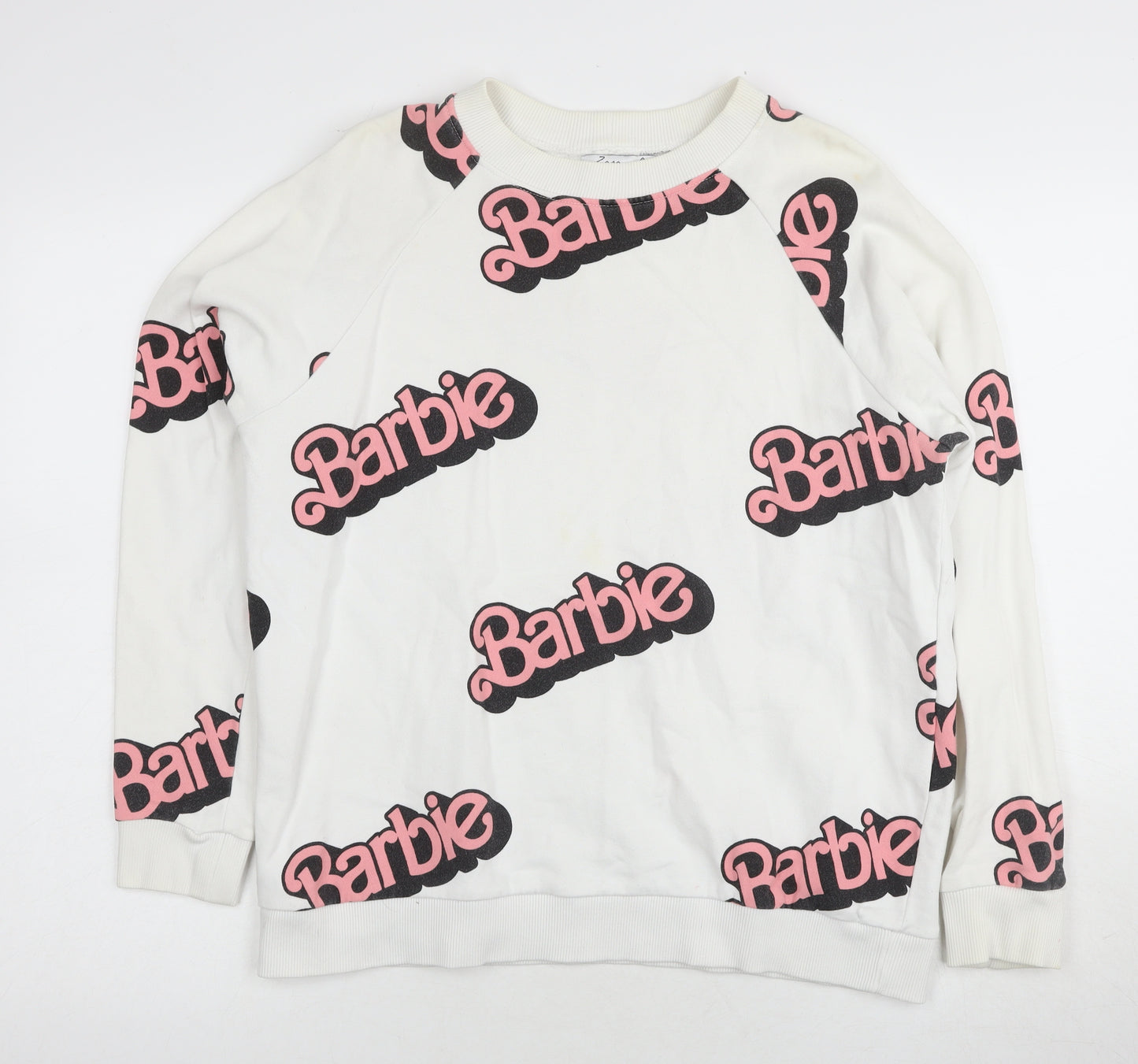Zara Barbie Women's White Pullover Sweatshirt M