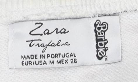 Zara Barbie Women's White Pullover Sweatshirt M