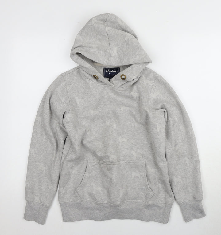 Rydale Unisex Grey Hoodie, Size 10, Animal Print