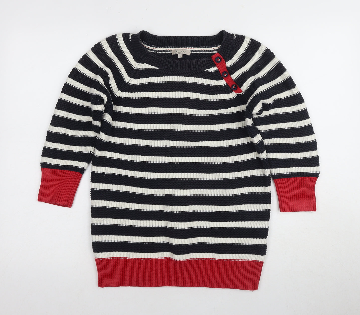 Korn Women's Black Striped Cotton Pullover L