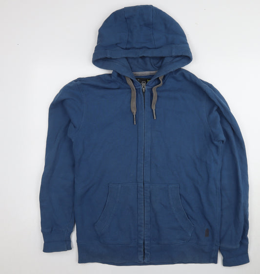 Men's Blue Full Zip Hoodie with Pockets