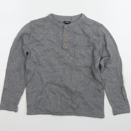 KIABI Boys Grey Henley Jumper, Size 6-7 Years