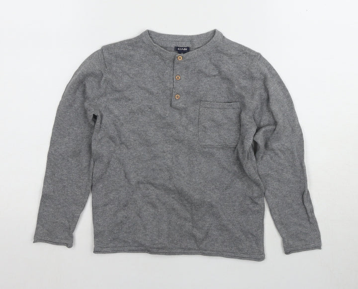 KIABI Boys Grey Henley Jumper, Size 6-7 Years
