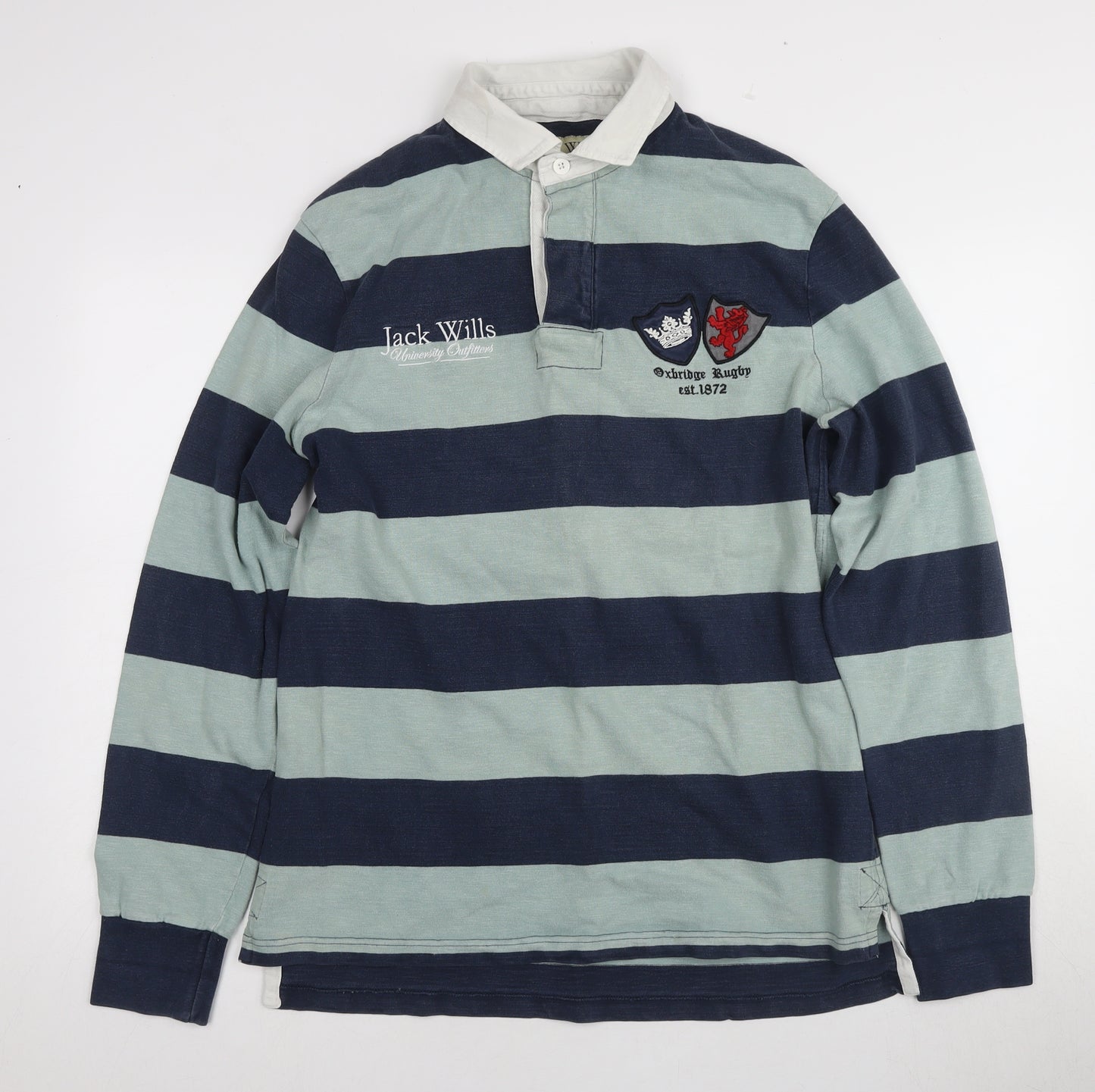 Jack Wills Men's Blue Striped Polo, L, Rugby Style