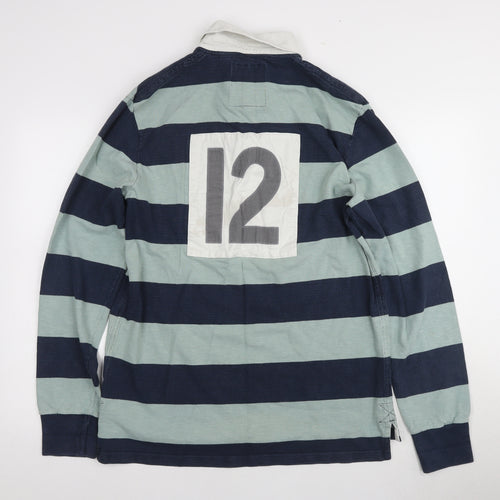 Jack Wills Men's Blue Striped Polo, L, Rugby Style